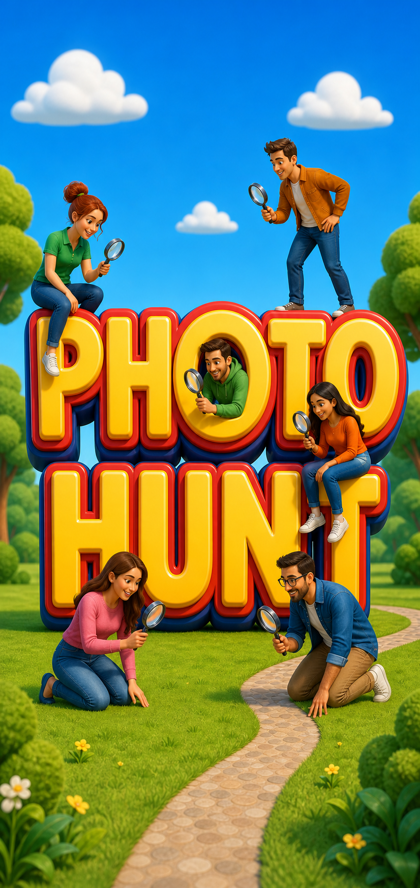 PhotoHunt players gathered around the game title